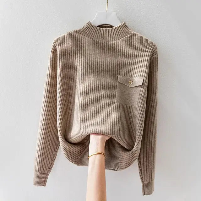 Henrietta elegant knit pullover in classic silhouette with soft cozy texture for effortless everyday style