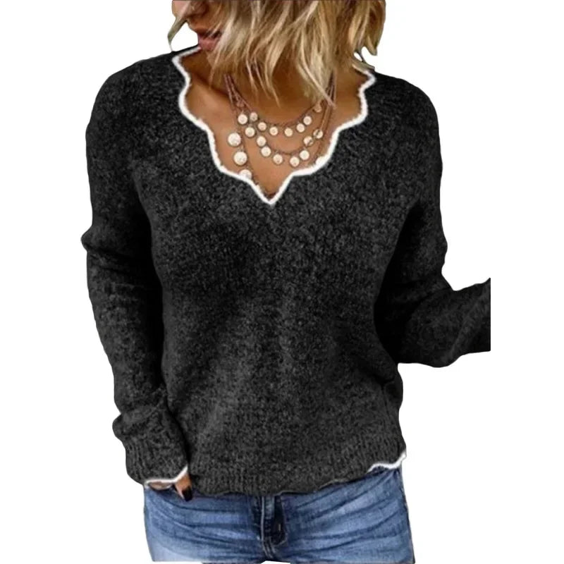 Nora elegant cream knit sweater with clean graceful silhouette and luxuriously soft breathable fabric