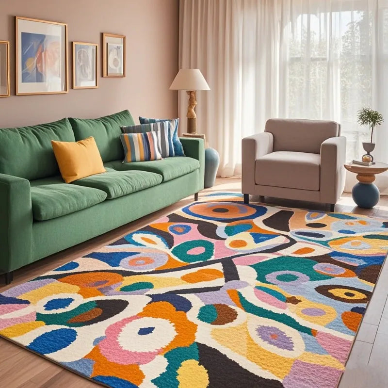 Carpet living room velvet sofa coffee table bedroom dopamine color live stream dirt-resistant floor mat can be hand washed