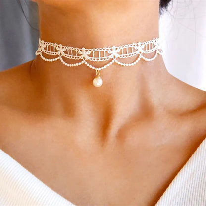 Wednesday Gothic black lace choker necklace with heart-shaped pendant and adjustable relaxed fit