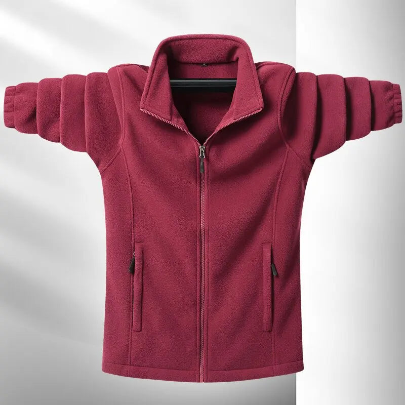 Men's gray premium fleece jacket streetwear tailored fit with clean minimalist silhouette