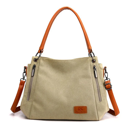 TrendAura Veyora women's canvas tote bag minimalist style spacious interior with zipper closure