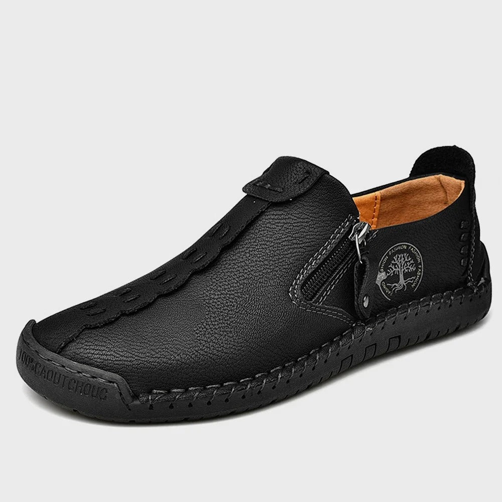 Scamos slip-on leather shoes by Wavlynn in sleek neutral tones with handcrafted stitching
