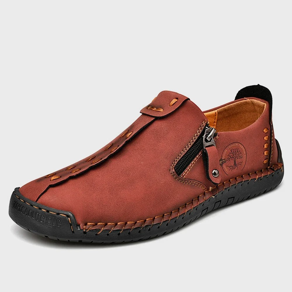 Scamos slip-on leather shoes by Wavlynn in sleek black with handcrafted stitching detailing