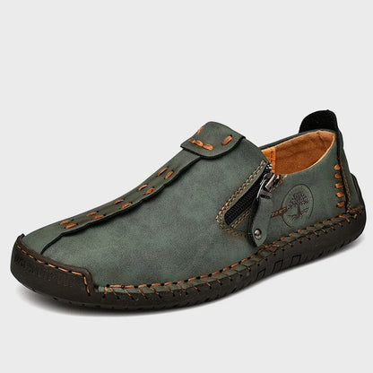 Scamos slip-on leather shoes by Wavlynn in sleek black with handcrafted stitching detail