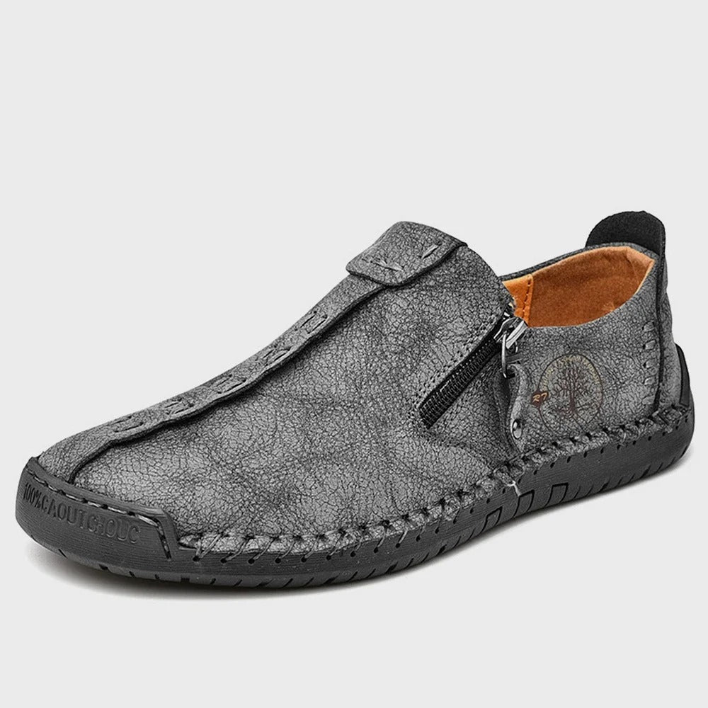 Scamos slip-on leather shoes by Wavlynn in sleek brown with handcrafted stitching detail