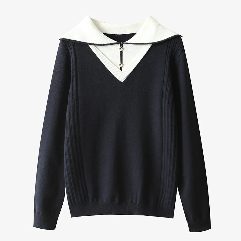 Rivellé light beige cashmere jumper with ribbed detailing, relaxed versatile fit