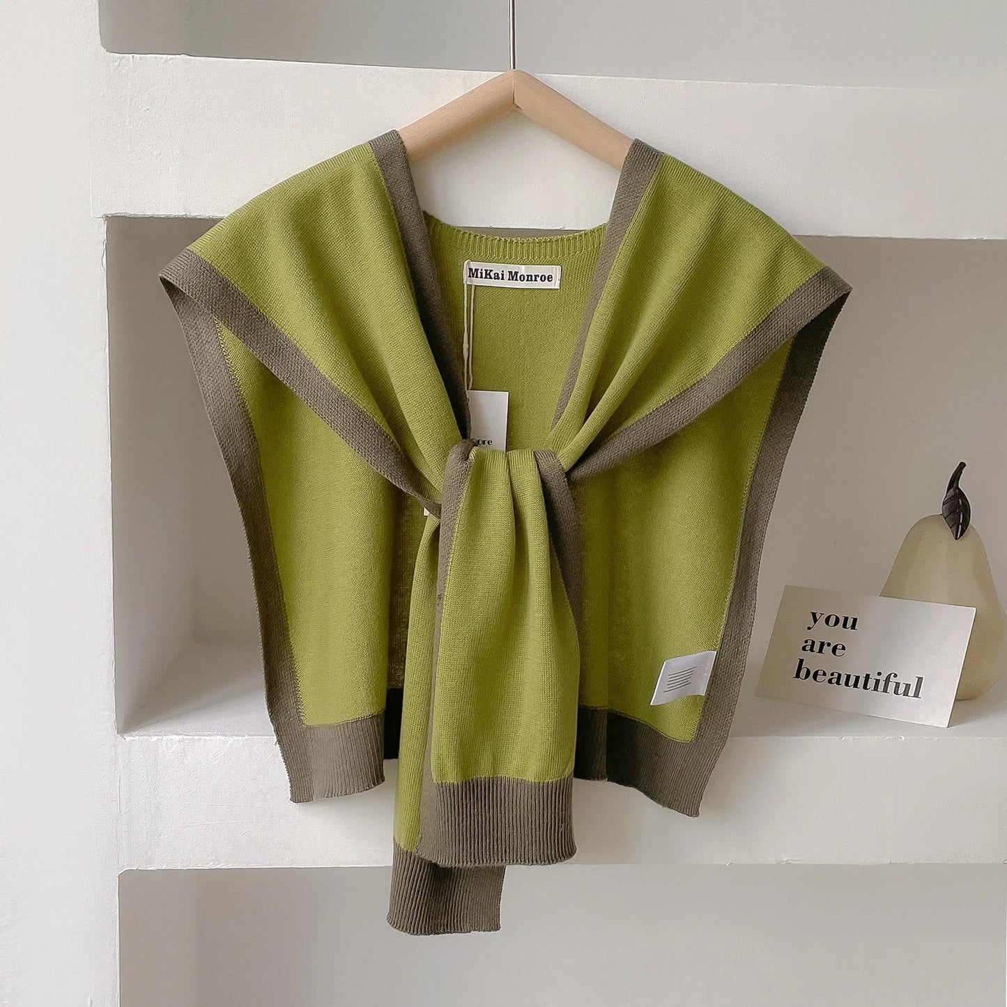 Wavlynn Emma Striped Knit Shoulder Shawl - Lightweight Versatile Wrap for Spring and Autumn