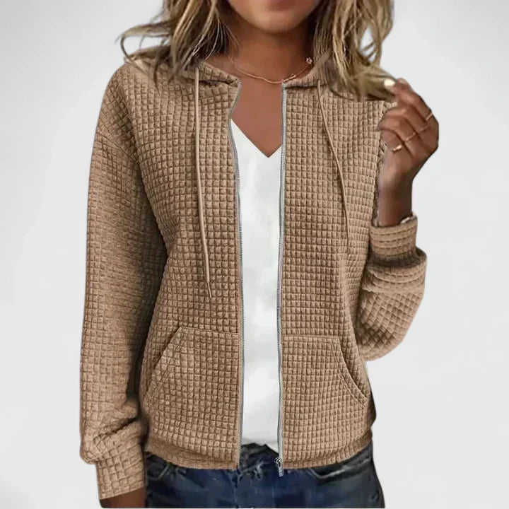 Olivia elegant cardigan flowing drape silhouette figure-enhancing coverage refined all-day style