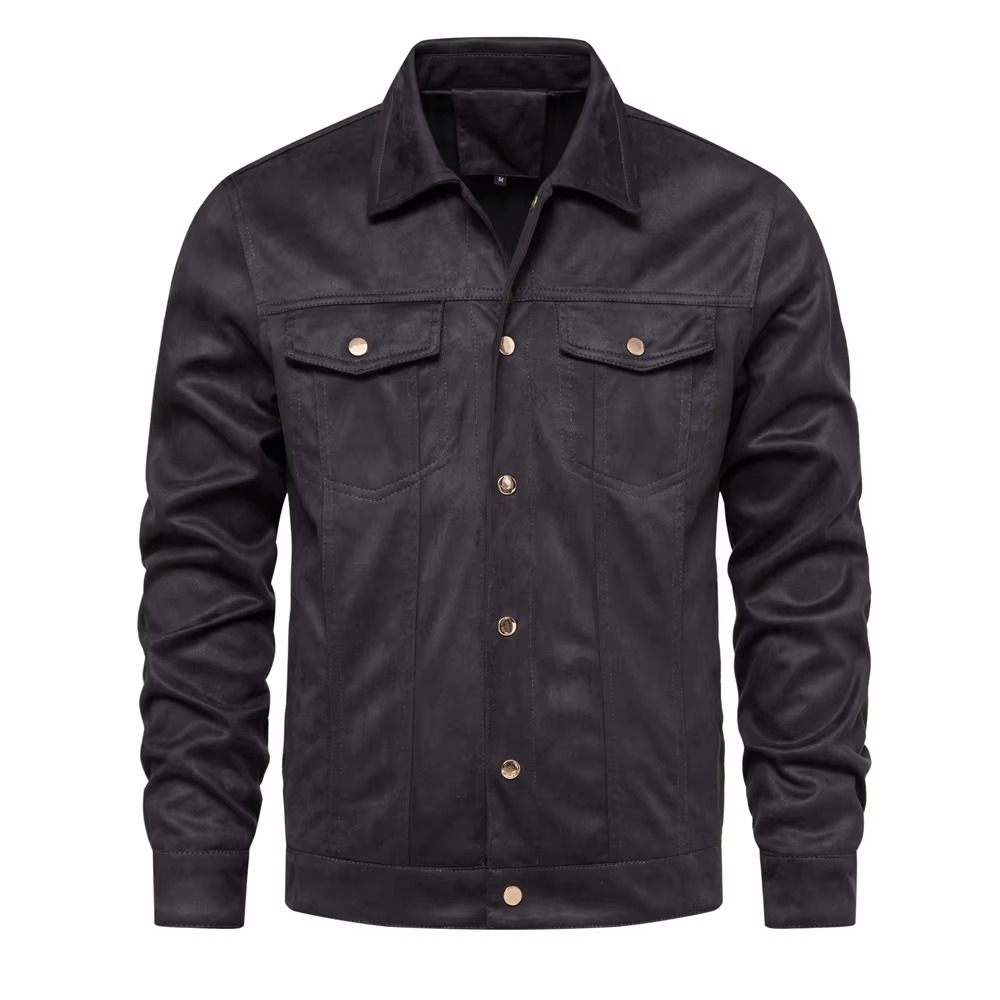 Men's luxury suede leather jacket winter warmth structured fit rich texture timeless style