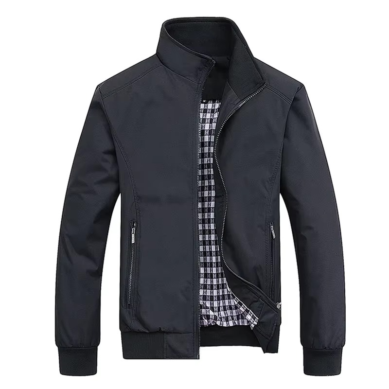 Men's slim fit lightweight bomber jacket with plaid lining, modern transitional style, sizes M-8XL