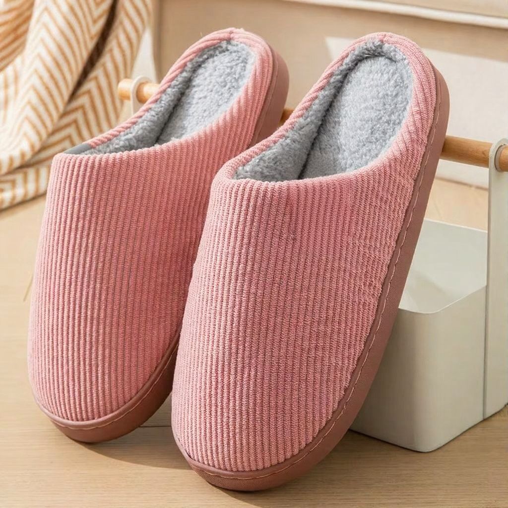 Women's plush indoor winter slippers thick cushion sole cozy warm non-slip comfort