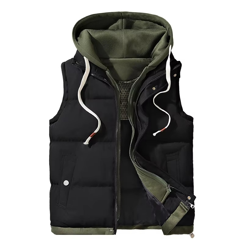 Men's hooded puffer vest lightweight insulation slim fit cold-weather layering piece