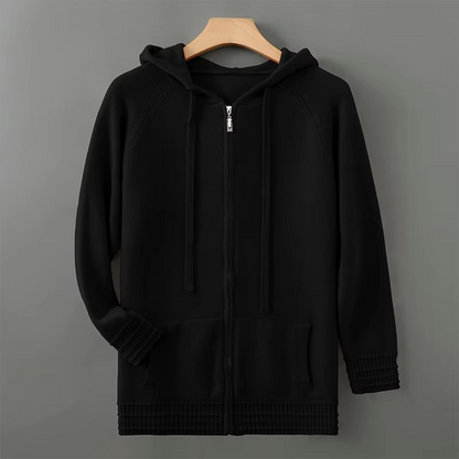 Men's merino wool hooded cardigan sweater jacket lightweight breathable refined casual fit sizes S-XXXL