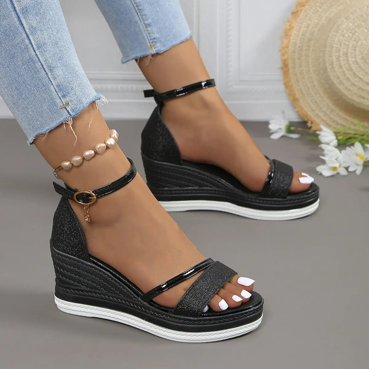 Women's comfort cushioned sandals in neutral tones with contoured footbed and elegant supportive design