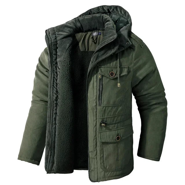 Northwind utility jacket with sherpa fleece lining, multiple pockets, adjustable cinch, warm stylish outerwear