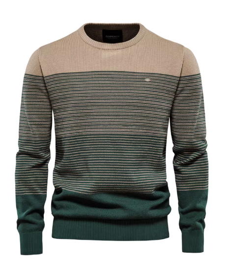 Cypress rugged men's structured sweater in bold earthy tones with a refined masculine fit