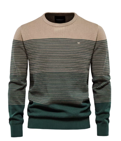 Cypress rugged men's structured sweater in bold earthy tones with a refined masculine fit