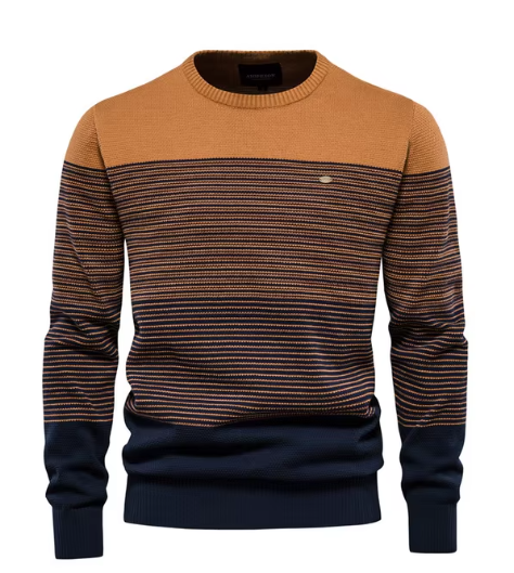 Cypress rugged men's structured sweater in bold earthy tones with a refined masculine fit