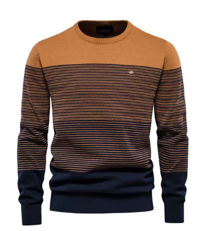 Cypress rugged men's structured sweater in bold earthy tones with a refined masculine fit