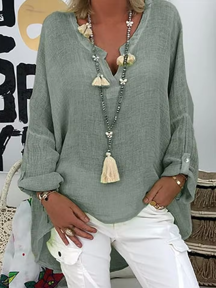 Lightweight oversized blouse in airy fabric, relaxed silhouette with effortless drape for women