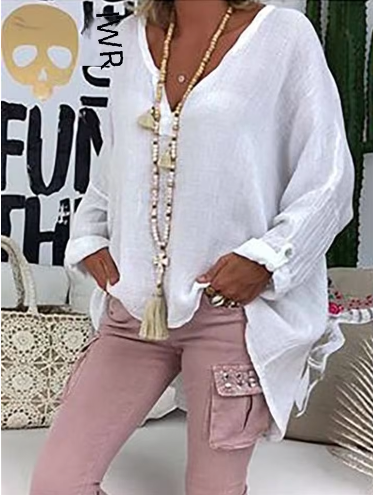 Lightweight oversized blouse in airy fabric, relaxed silhouette with effortless drape for women