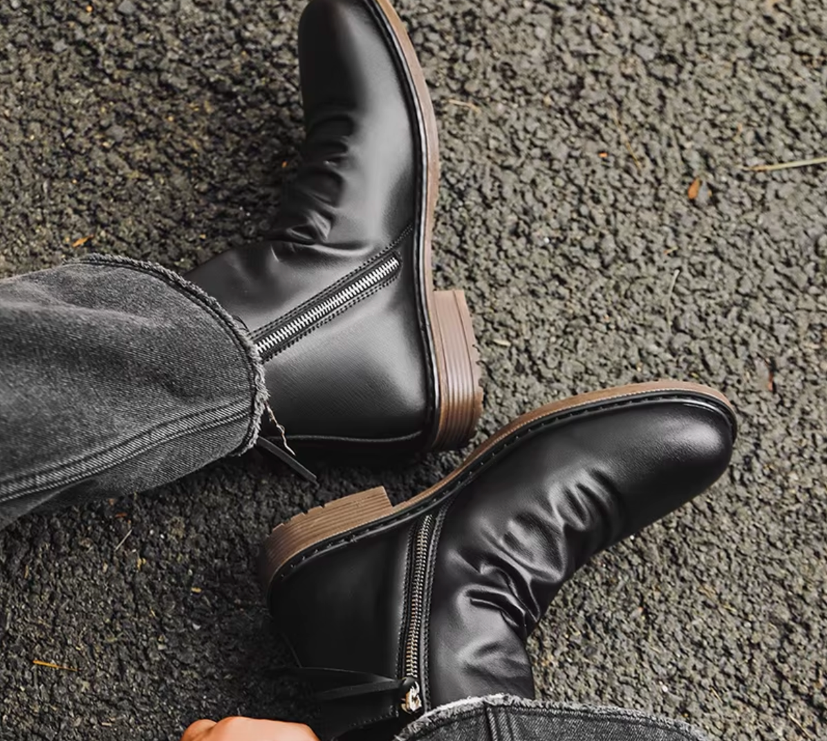 Men's brown Chelsea leather ankle boots hand-finished aged patina rugged frontier-inspired style