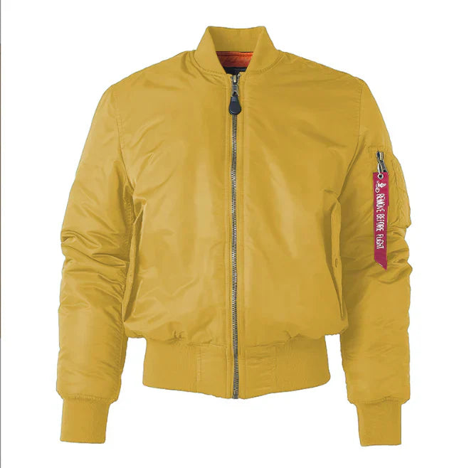 Navy men's bomber jacket classic fit wind-resistant with rib knit trim and utility pocket