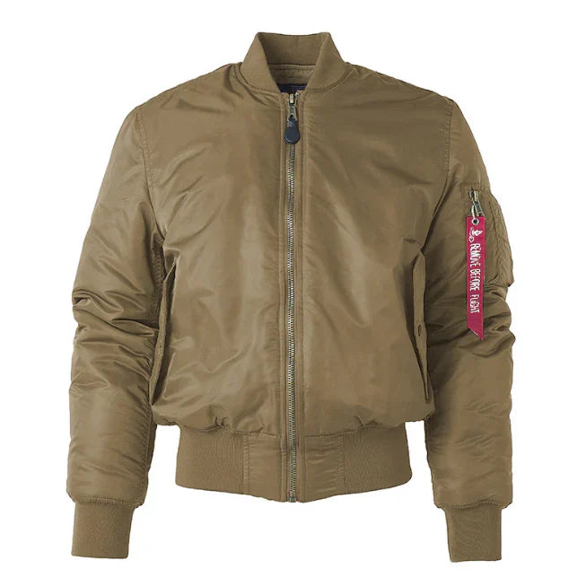 Navy men's bomber jacket classic fit wind-resistant fabric with rib knit trim and utility pocket