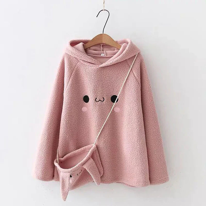 Wavlynn Bunzie oversized plush fleece hoodie in cozy bunny-inspired design with relaxed fit