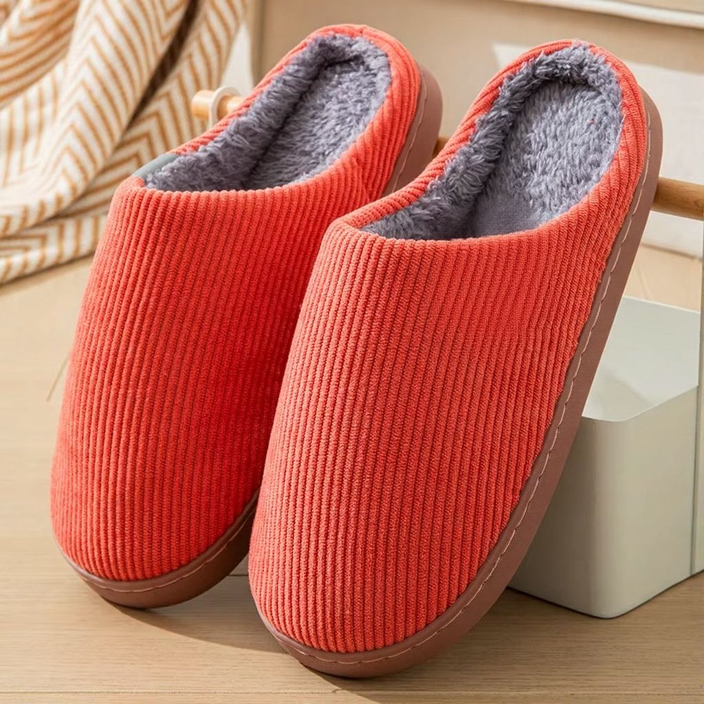 Women's plush indoor winter slippers thick cushion sole cozy warm non-slip faux fur lining