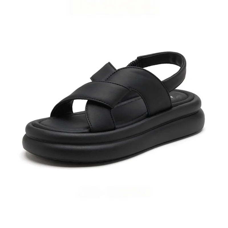 Women's beige comfort wedge sandals with built-in comfort support and non-slip sole for all-day comfort