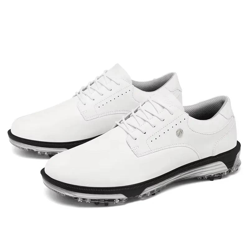 Xavier Elite waterproof golf shoes by Wavlynn in classic white with advanced traction sole