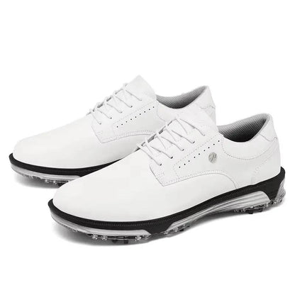 Xavier Elite waterproof golf shoes by Wavlynn in classic white with advanced traction sole