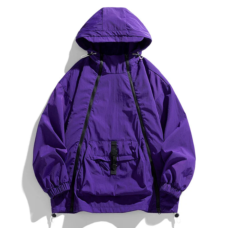 Mayweather lightweight polyester anorak windbreaker jacket with adjustable details and relaxed fit