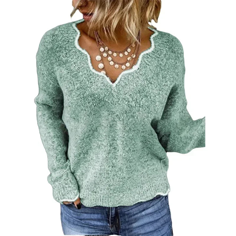Nora elegant cream knit sweater with clean graceful silhouette and luxuriously soft premium fabric