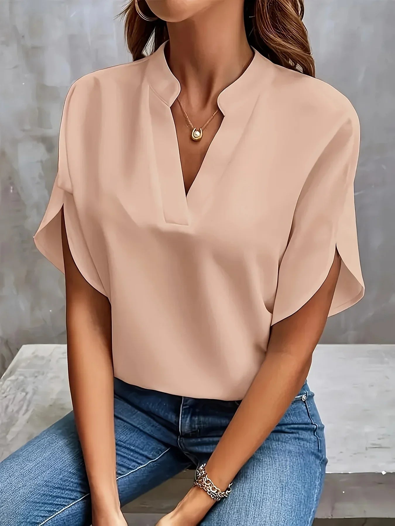 Thalia™ tailored sophisticated blouse elegant silhouette-flattering design for work or evening