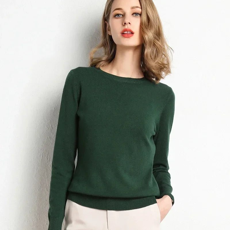 Mileena Dream slim-fit wool blend sweater in ribbed knit texture with O-neckline