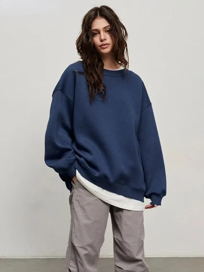 Women's oversized fleece pullover hoodie cozy loose fit sweatshirt with plush warm interior