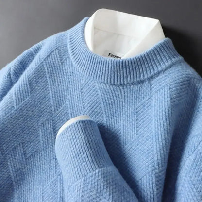 Caleb men's beige diamond knit sweater soft-touch fabric casual layering essential knitwear