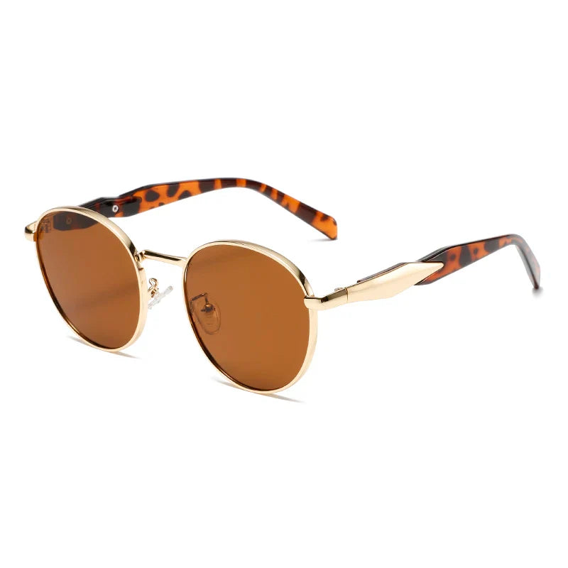 Retro round metal sunglasses UV400 slim frame adjustable nose pads unisex vintage fashion accessory