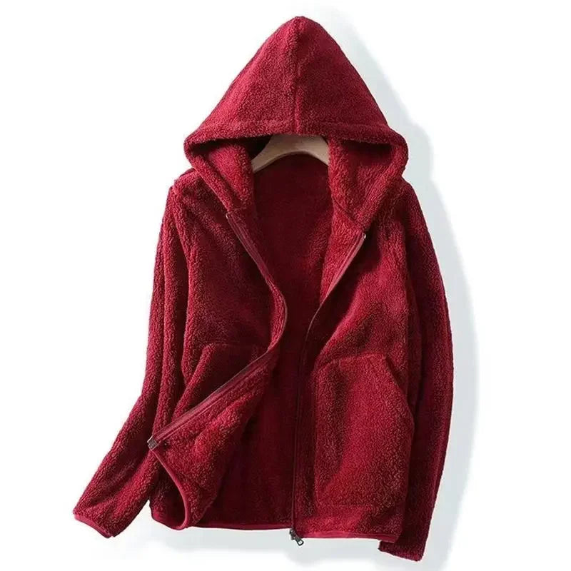 Zevar gray fleece zip-up hoodie sweatshirt relaxed fit with cozy hood for warmth