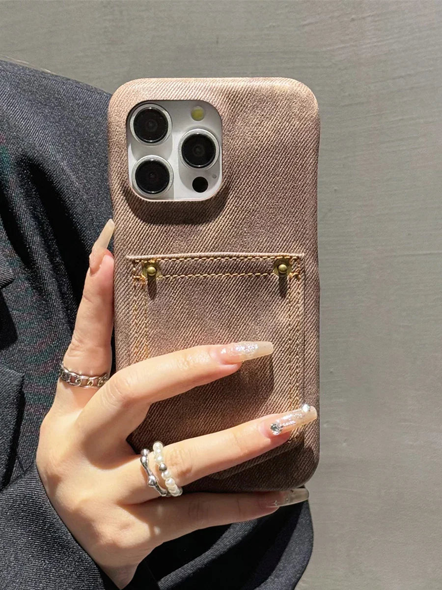 Indigo Denim iPhone Case With Stitched Pocket Detail And Soft Lining For Rugged Protection TrendAura