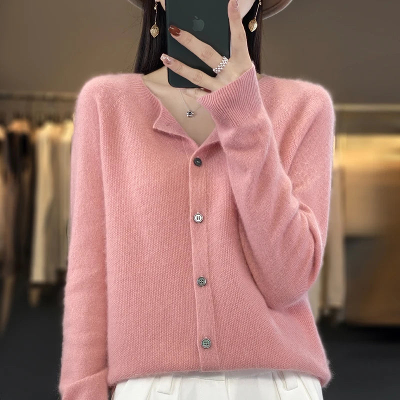 Vera™ buttoned cardigan elegant relaxed fit with refined button detail, versatile layering essential