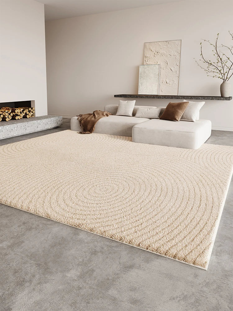 Fluffy Soft Cloakroom Rug Cream Style Living Room Decoration Line Carpet Large Area Rugs for Bedroom Home Thick Plush Floor Mat