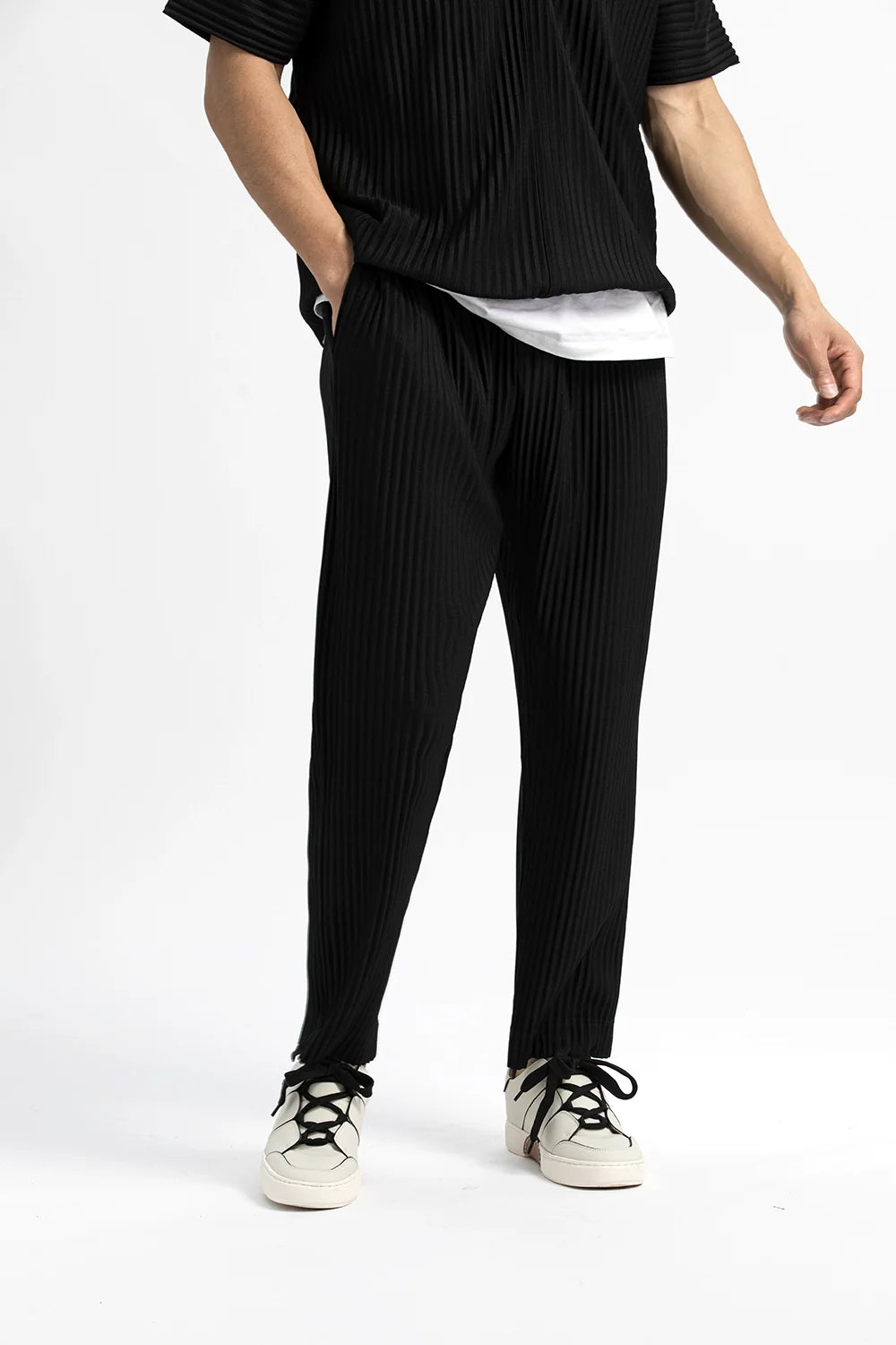 Exodus relaxed-fit corduroy lounge pants in neutral tone with subtle ribbed texture and elastic waist