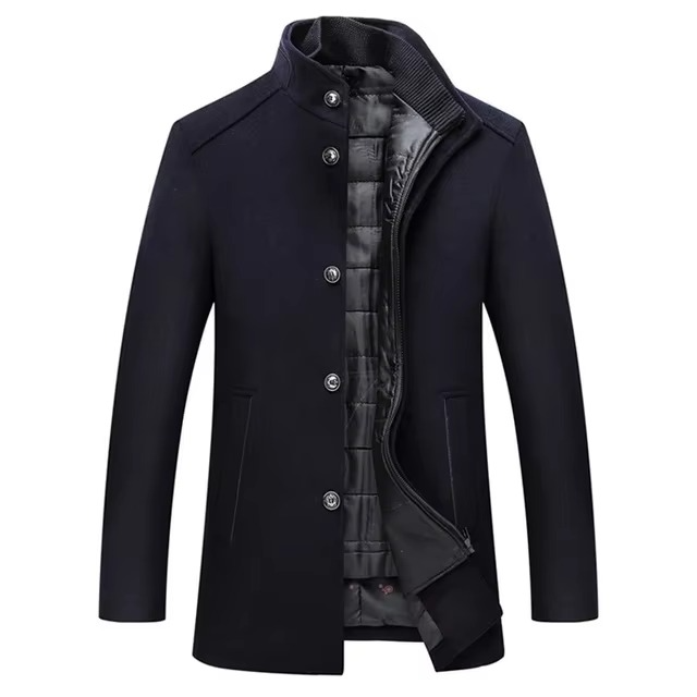 Men's slim wool blend winter parka coat in business style with adjustable fit for warmth