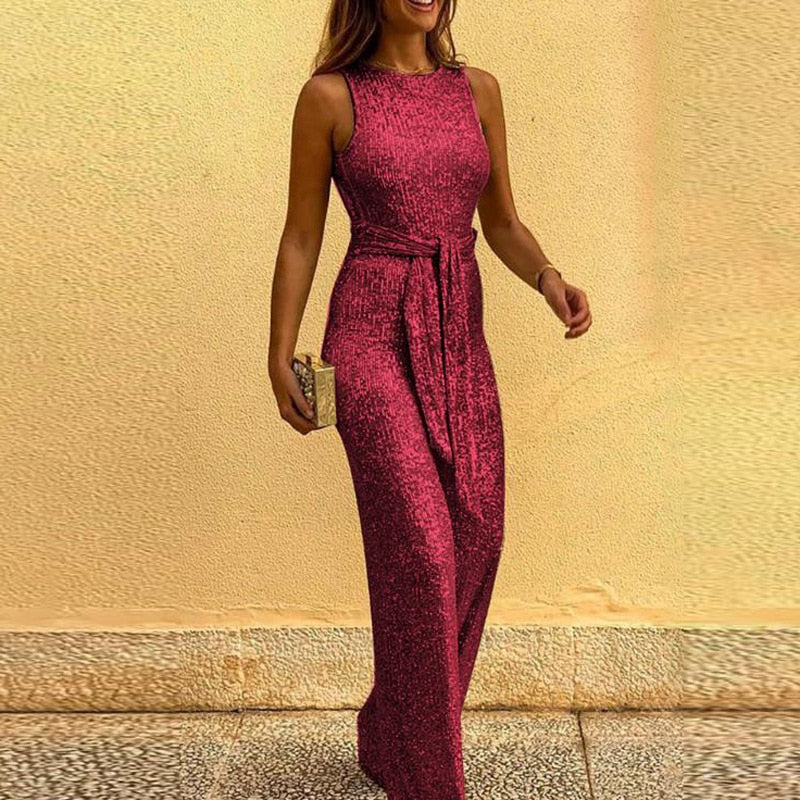 Women's floor-length sequin evening gown sleeveless fitted bodice elegant formal party dress