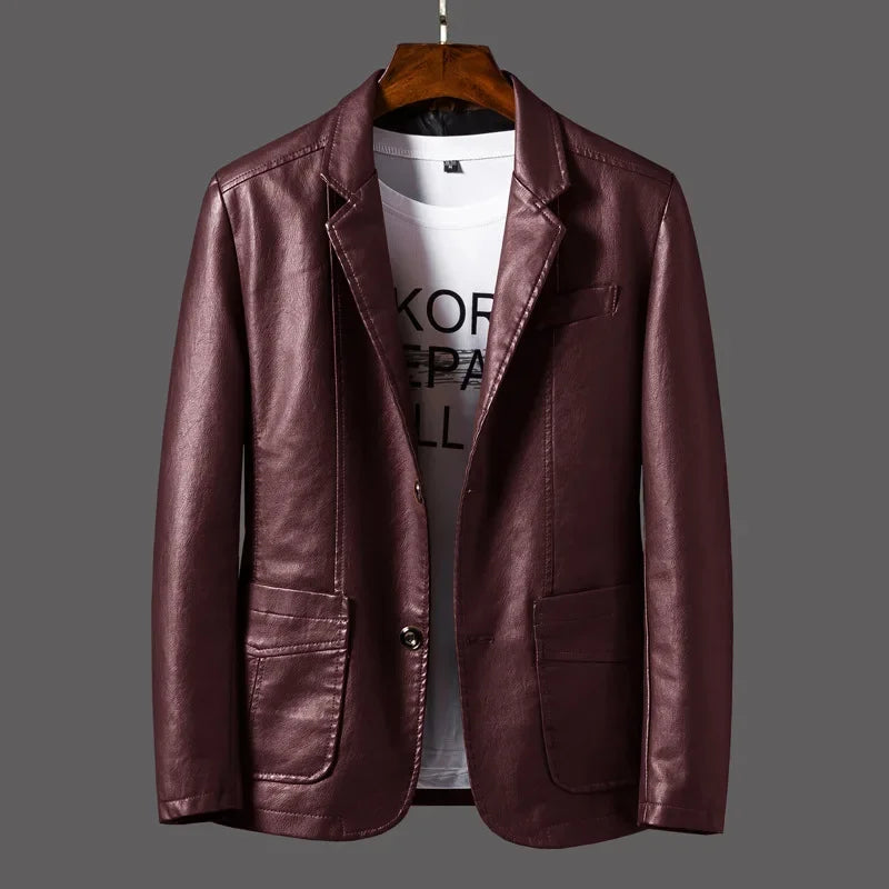 Belmont black leather jacket slim-fit polished design for modern men daily wear