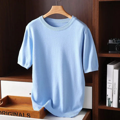 Wavlynn men's cashmere knit crew neck shirt ultra-soft premium luxury top for all seasons